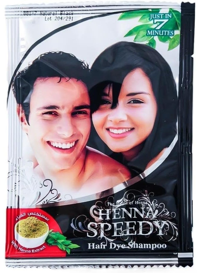 Henna Speedy Natural Black Hair Dye Shampoo - WIth Henna Extract - In Just 7 Minutes - 2 X 20 ML Pack - Image 2